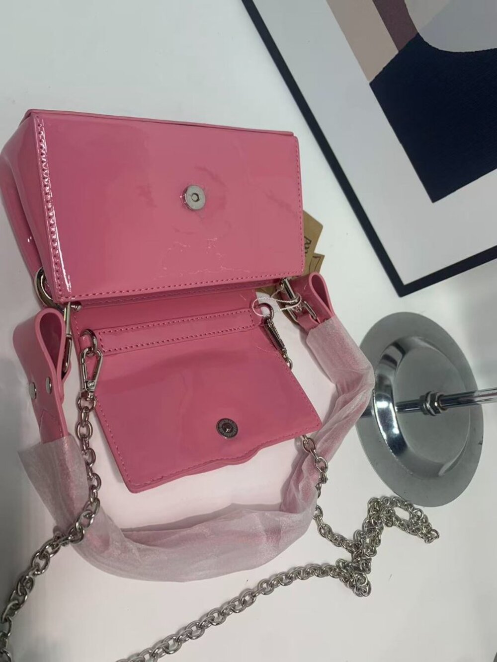Vivienne Westwood 3D Orb Patent Leather Shoulder Bag in Pink - Picture 5 of 7